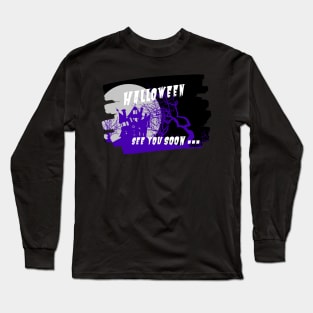 Purple church. Halloween is comming in rectangular frame Long Sleeve T-Shirt